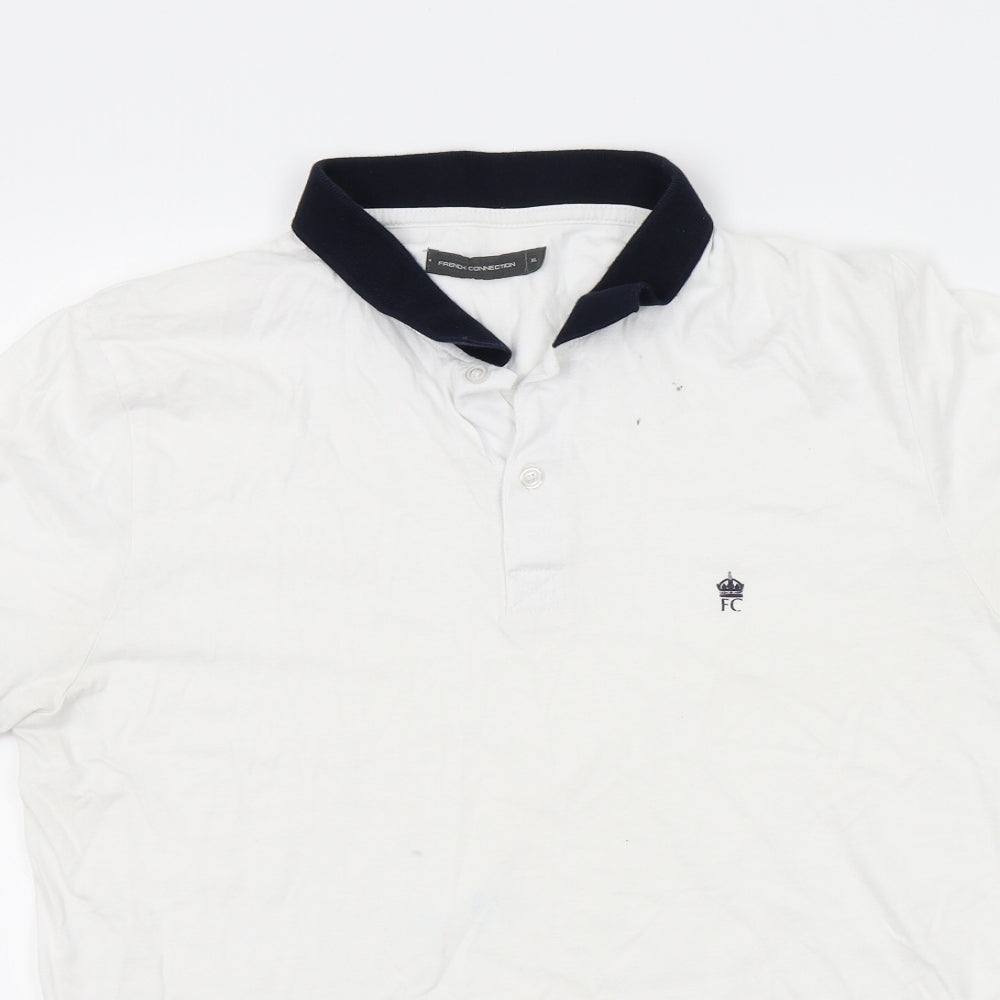 French Connection Mens White Colourblock   T-Shirt Size XL
