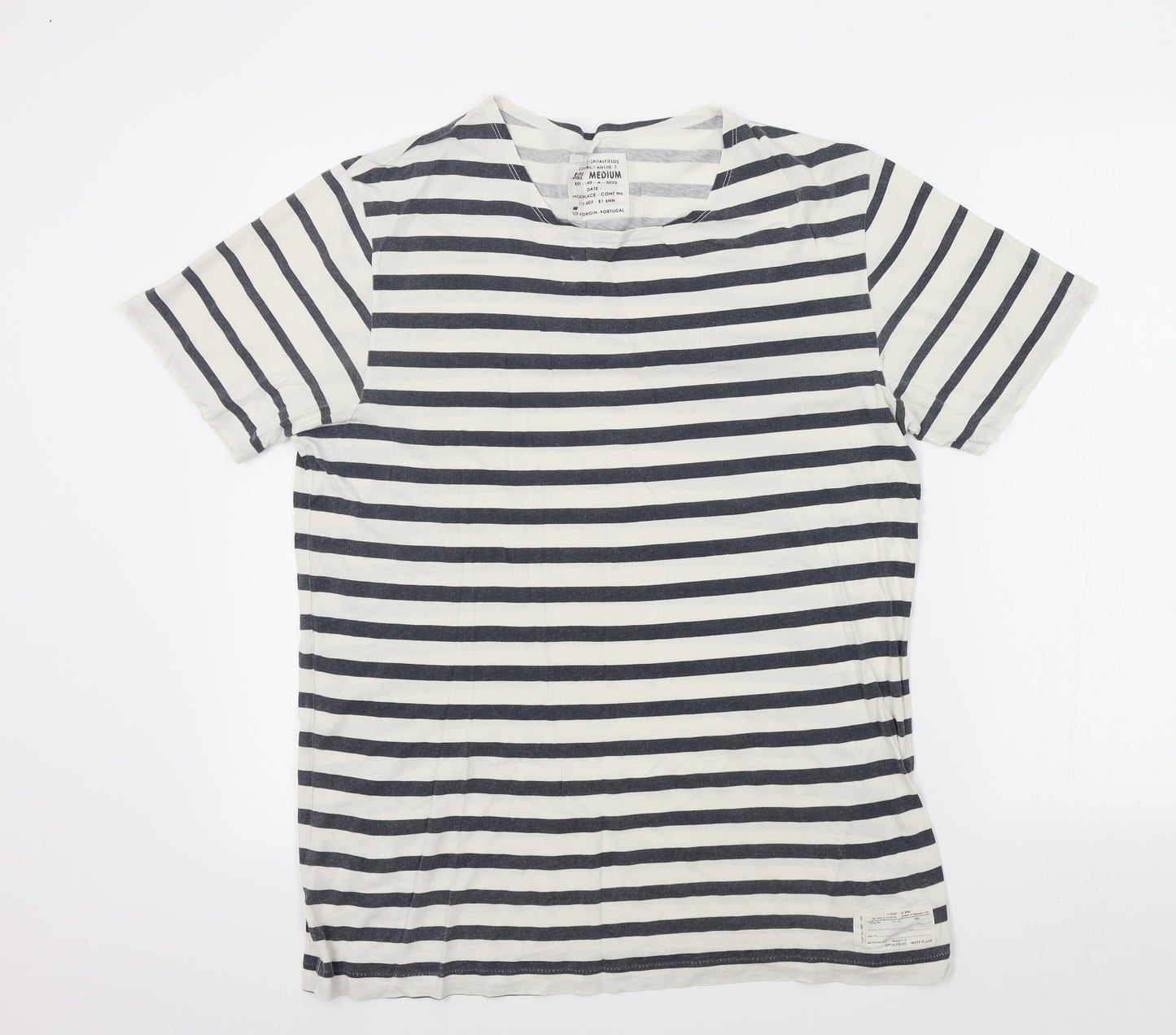 Preworn Mens White Striped   T-Shirt Size M