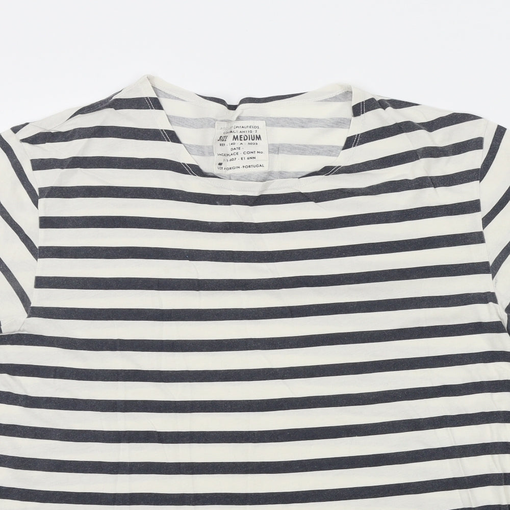 Preworn Mens White Striped   T-Shirt Size M