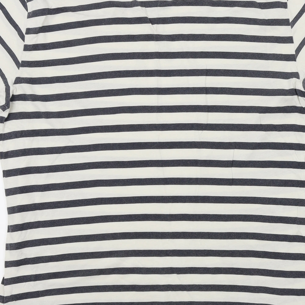 Preworn Mens White Striped   T-Shirt Size M