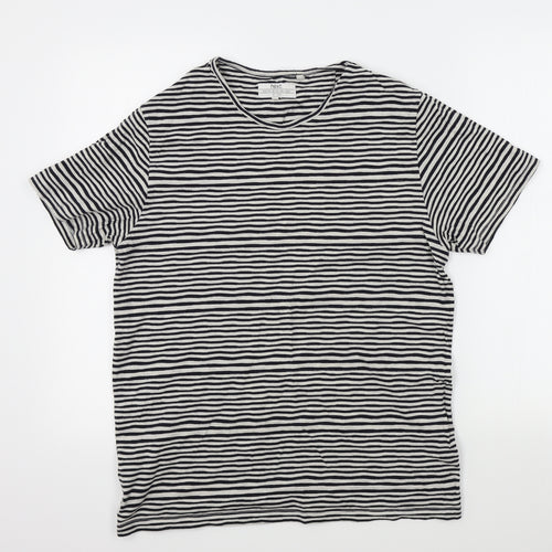 NEXT Womens Blue Striped  Basic T-Shirt Size M