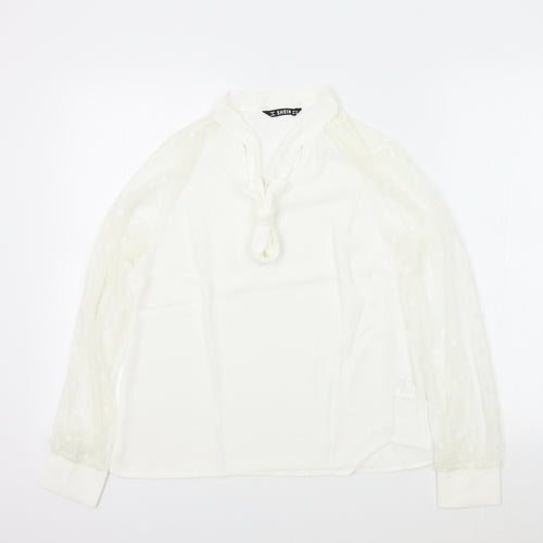 SheIn Womens White Colourblock  Basic Blouse Size XS