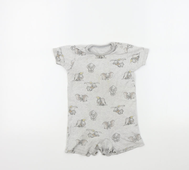 Disney Baby Baby Grey Colourblock Babygrow One-Piece Size 12-18 Months - Disney Dumbo