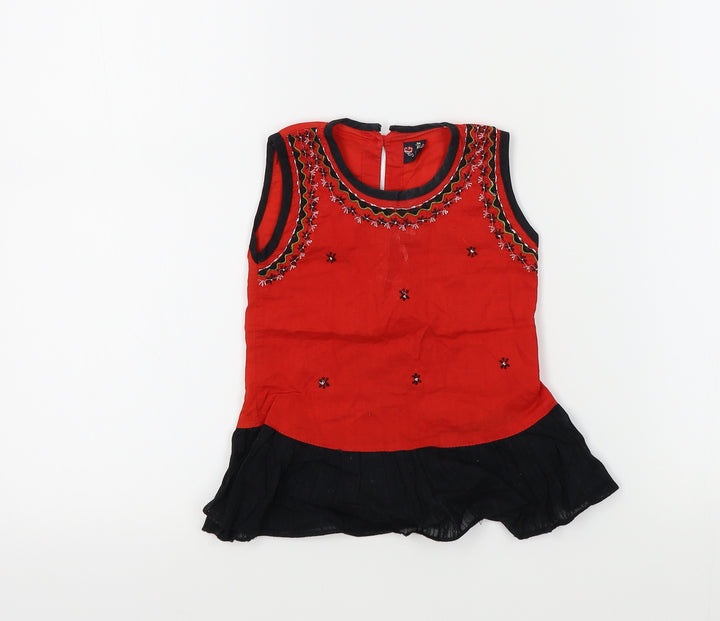 alam's Girls Red Floral A-Line Size 18 Months