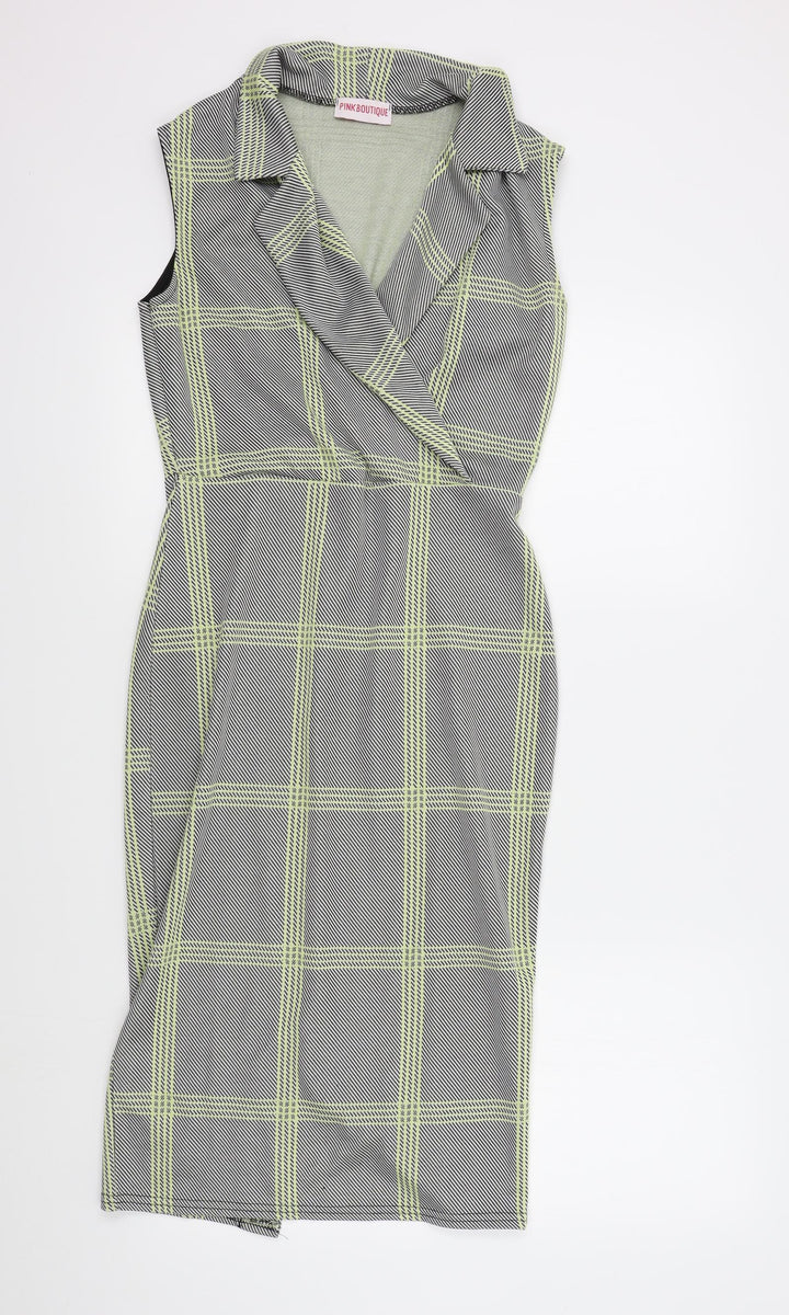 Pink Boutique Womens Black Geometric A-Line Size M