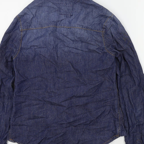 New Look Womens Blue Colourblock  Basic Button-Up Size 6