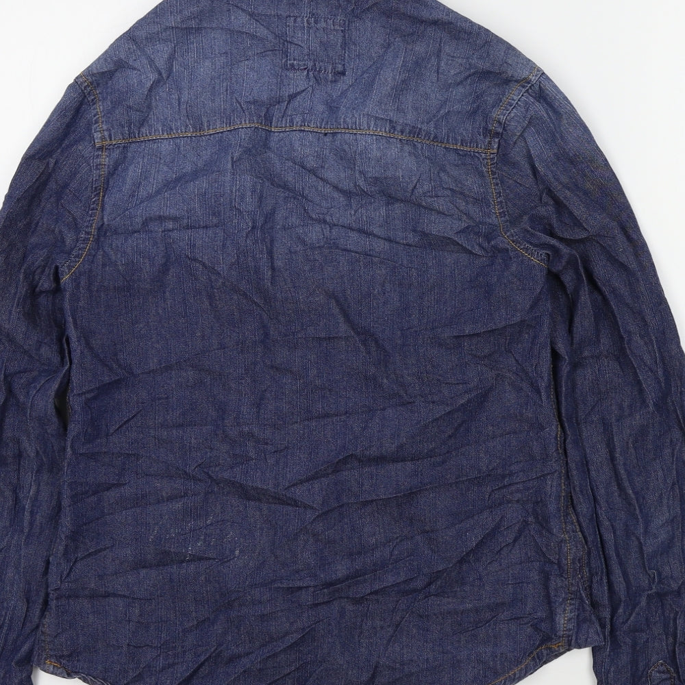 New Look Womens Blue Colourblock  Basic Button-Up Size 6