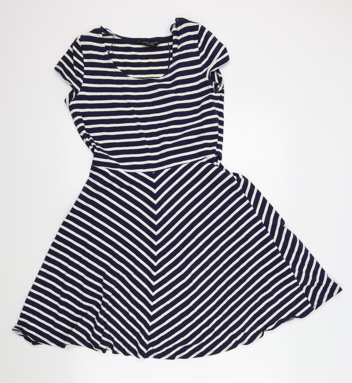 Dorothy Perkins Womens Blue Striped  Fit & Flare  Size 12