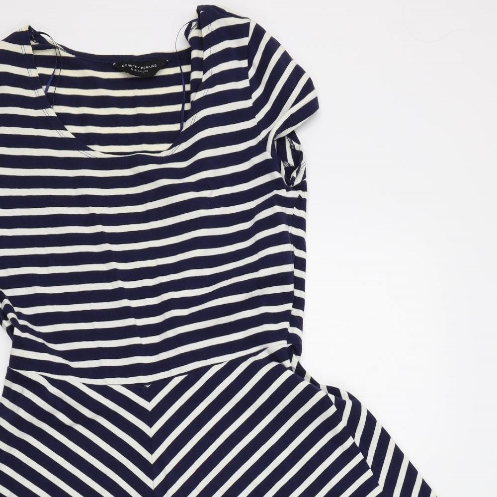 Dorothy Perkins Womens Blue Striped  Fit & Flare  Size 12