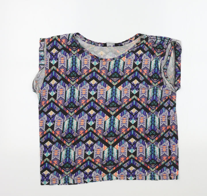 New Look Womens Multicoloured Geometric Basic T-Shirt Size 8
