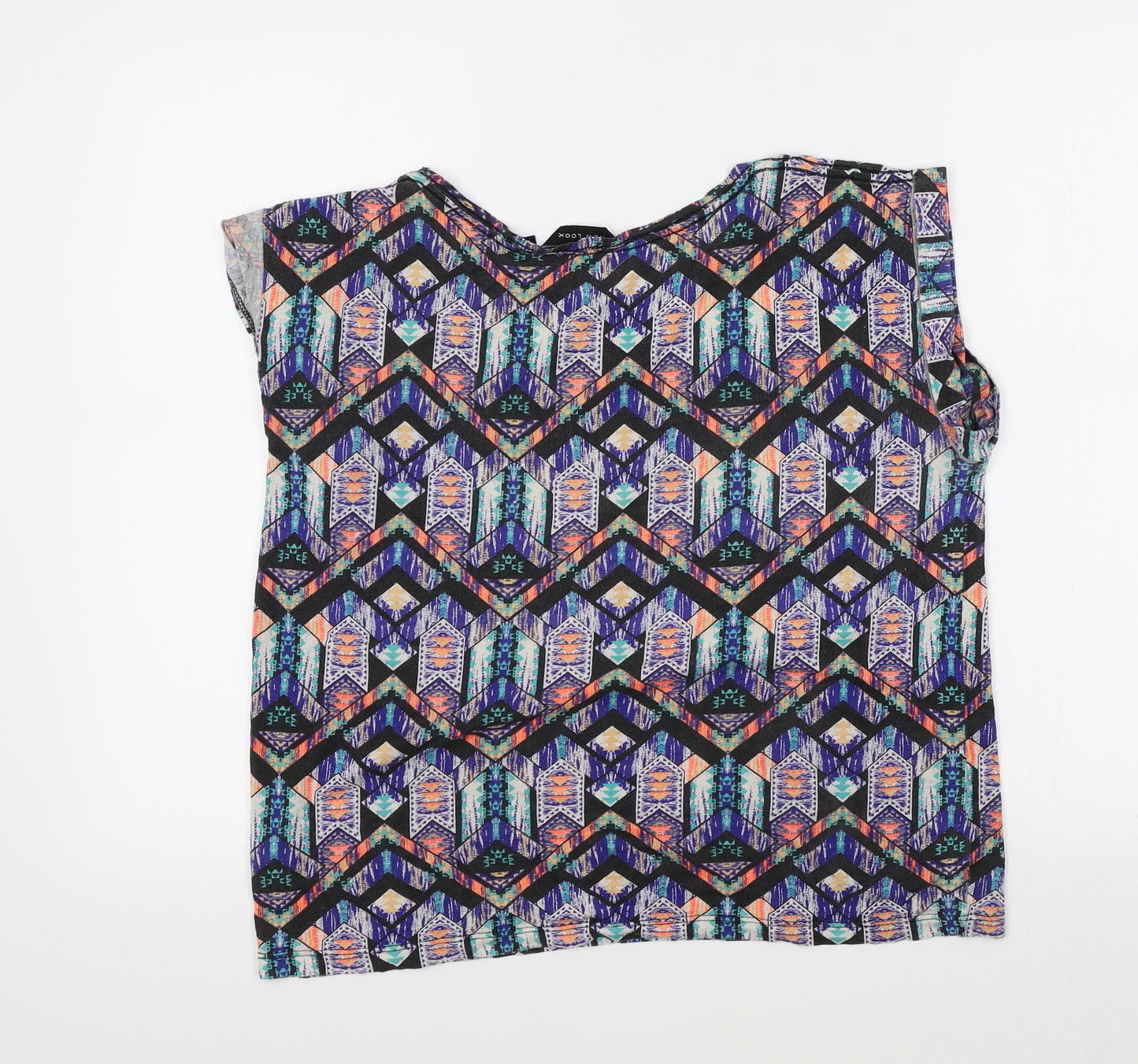 New Look Womens Multicoloured Geometric  Basic T-Shirt Size 8