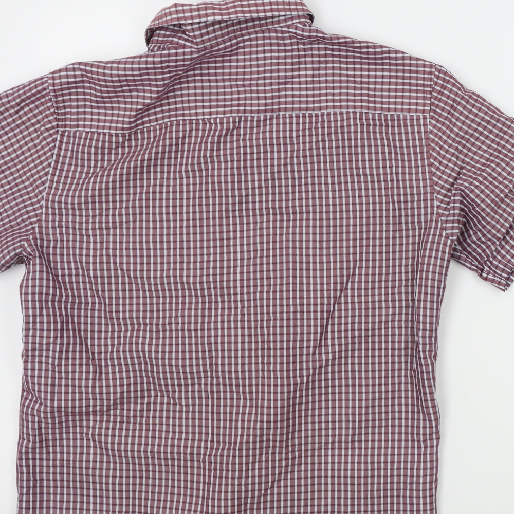 M&S Mens Red Check   Button-Up Size S
