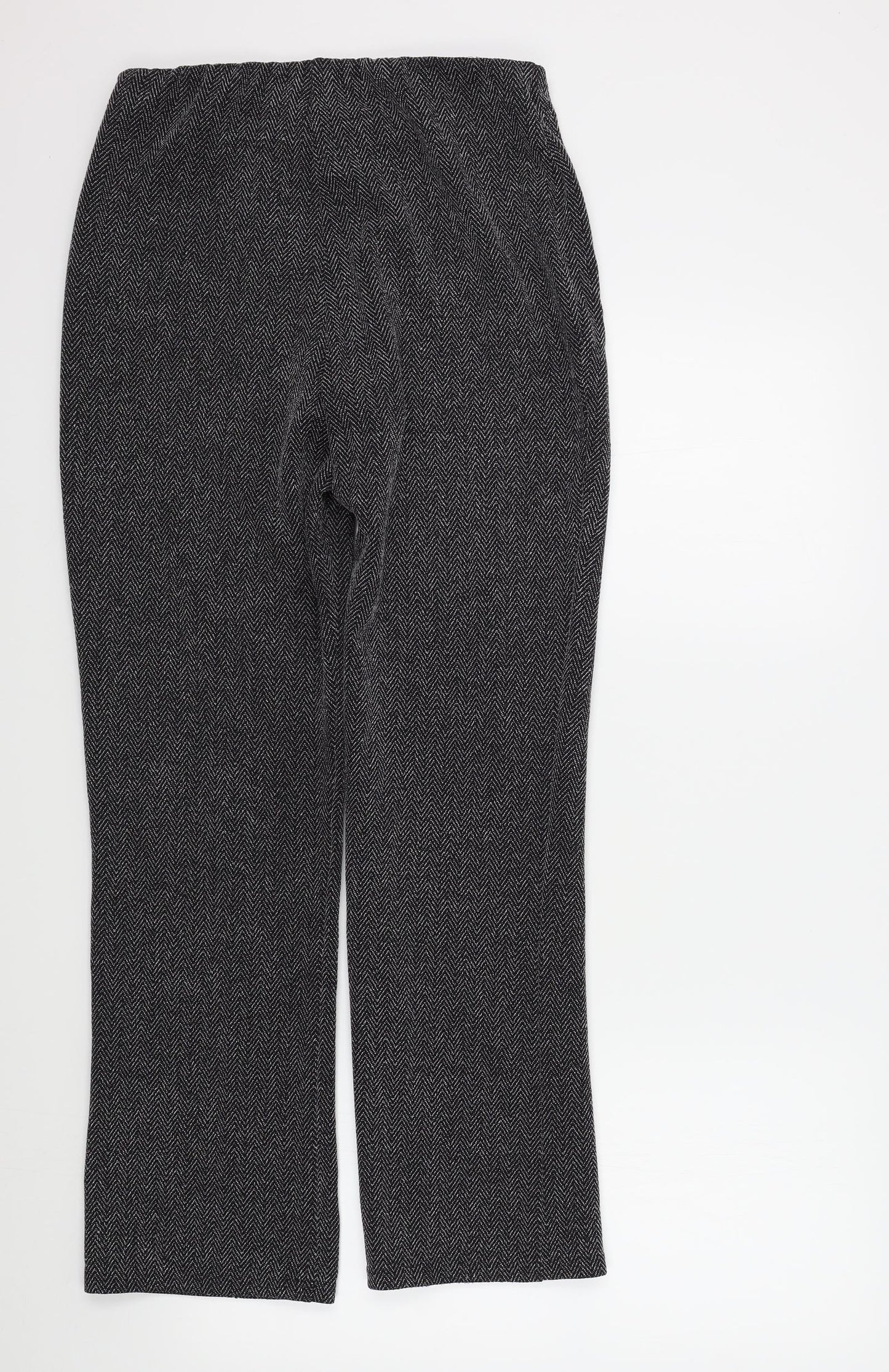 Preworn Womens Black Geometric  Trousers  Size 10 L29 in