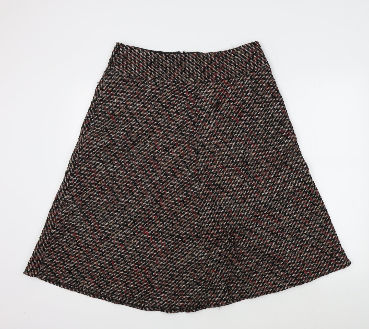 M&S Womens Brown Geometric  Flare Skirt Size 14