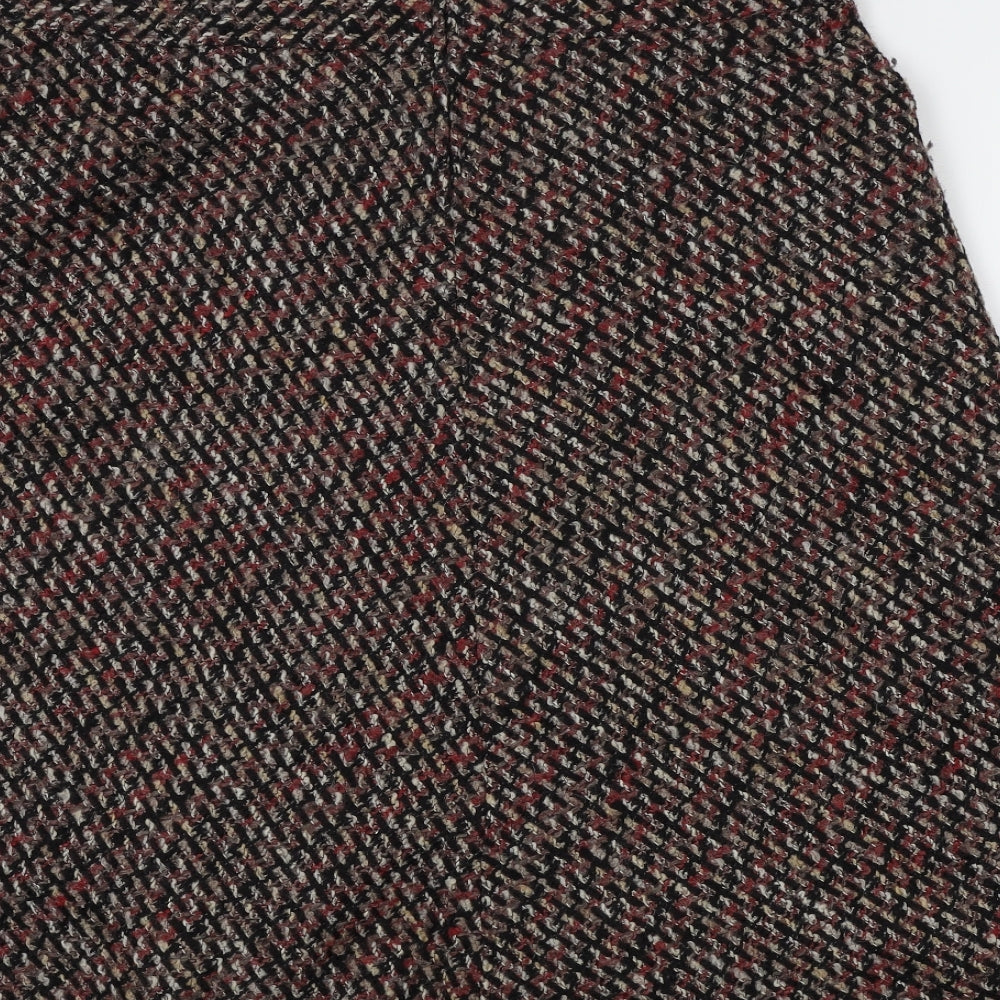 M&S Womens Brown Geometric  Flare Skirt Size 14