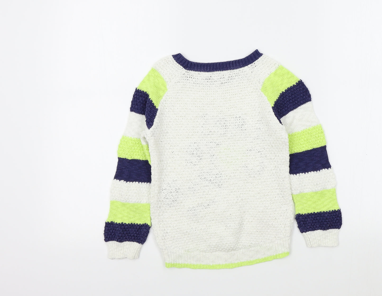 George Girls White Striped  Pullover Jumper Size 5-6 Years