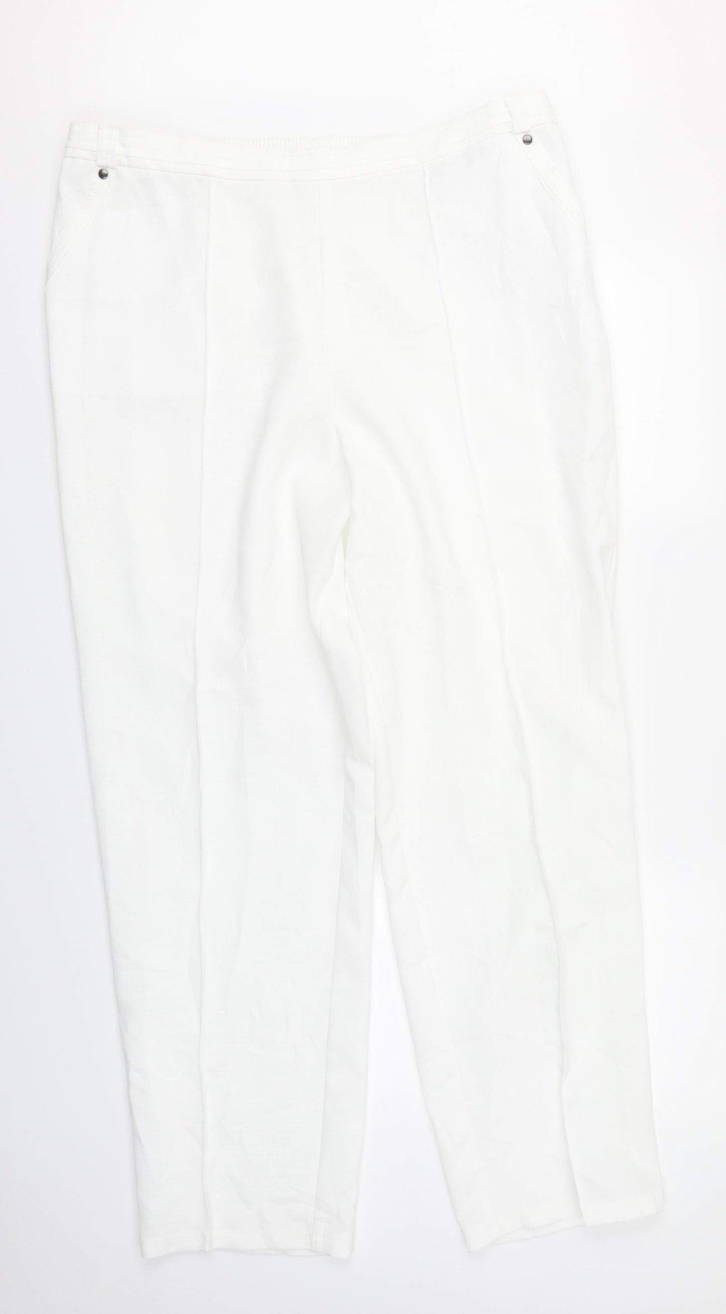 M&S Collection Womens White   Trousers  Size 18 L28 in