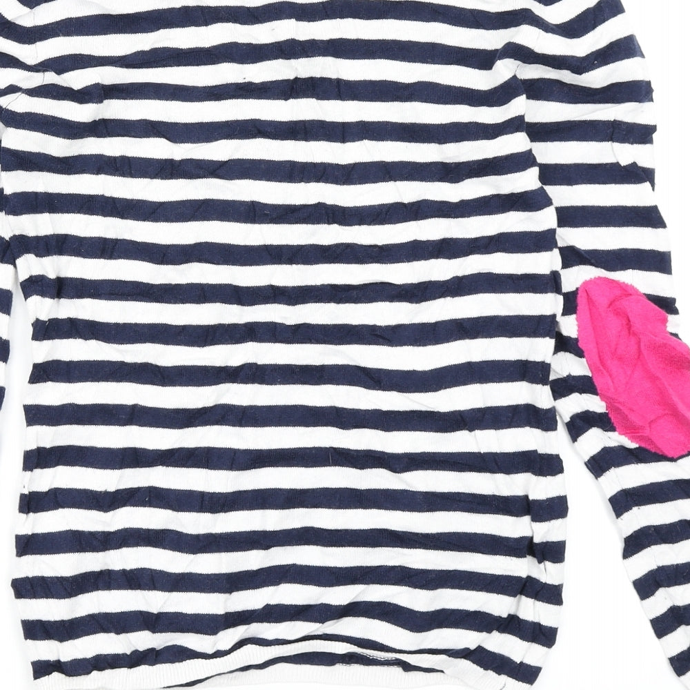 Clements Ribeiro Womens Blue Striped Knit Pullover Jumper Size S