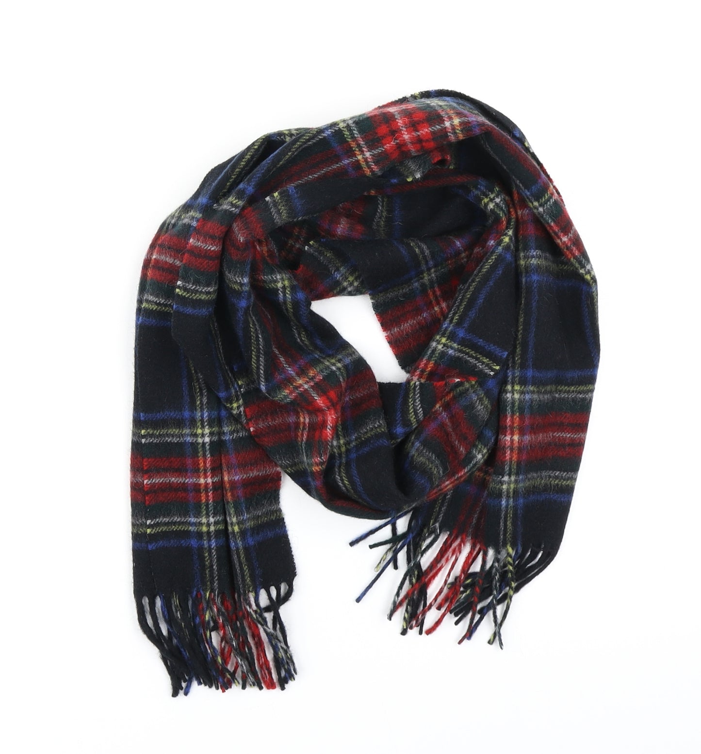 Preworn Unisex Blue Plaid Knit  Scarf