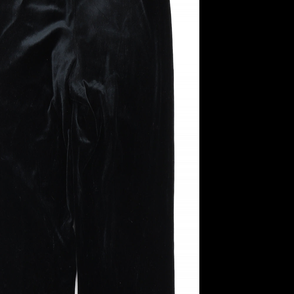 Marks & Spencer Womens Black  Velour Trousers  Size 12 L29 in