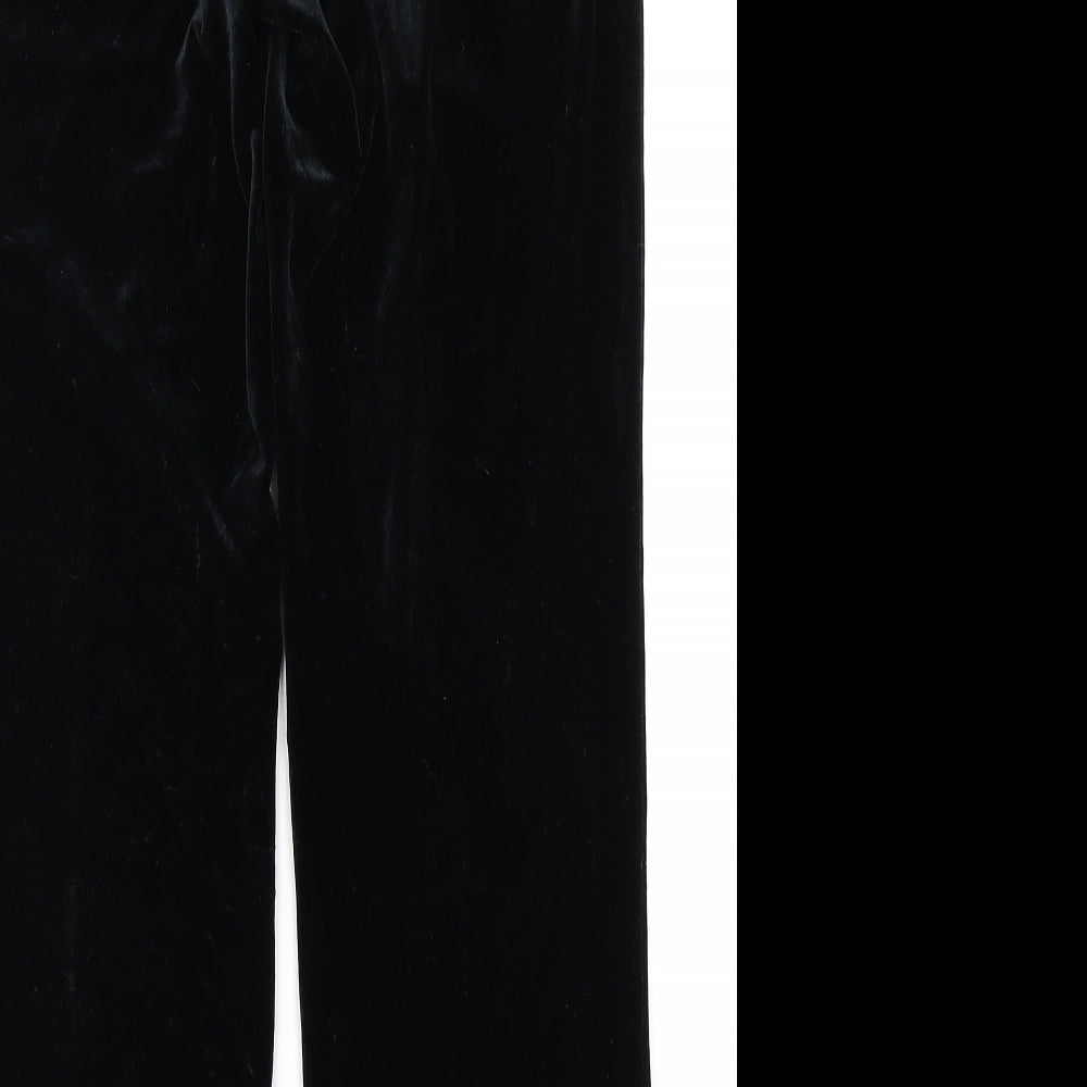 Marks & Spencer Womens Black  Velour Trousers  Size 12 L29 in