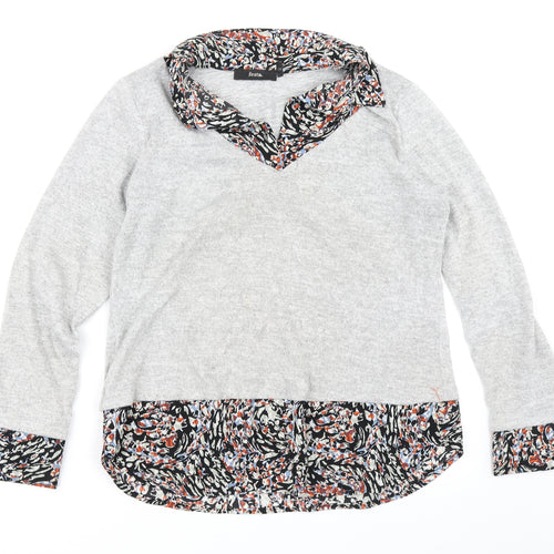 Festa Womens Grey Floral  Pullover Jumper Size 14