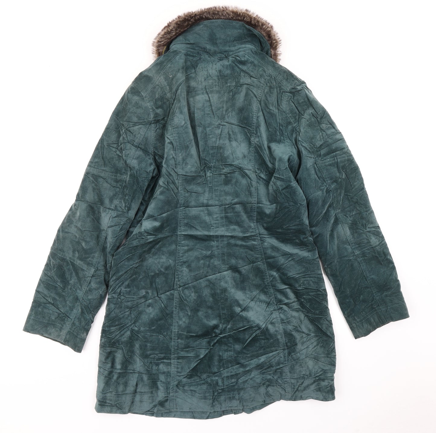 Monsoon Womens Green  Corduroy Overcoat Coat Size 14