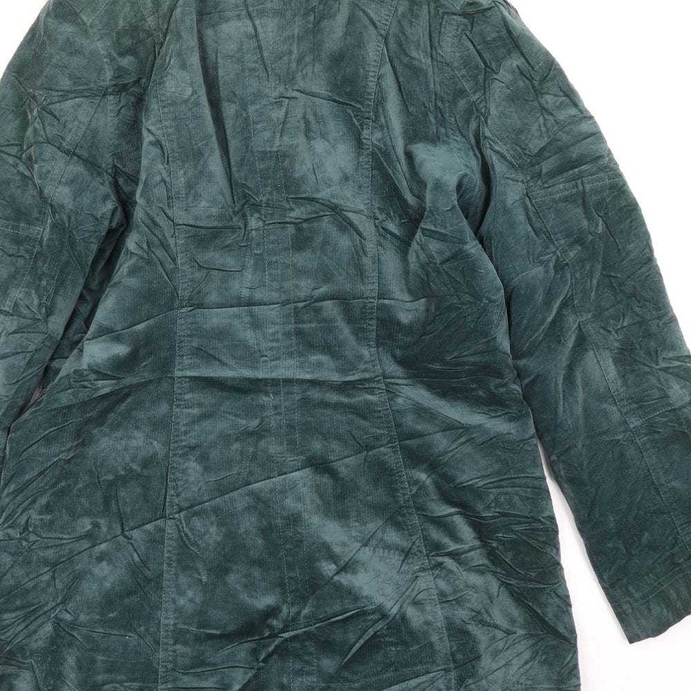 Monsoon Womens Green  Corduroy Overcoat Coat Size 14