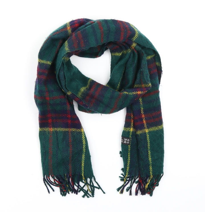 Preworn Unisex Green Plaid Knit Scarf