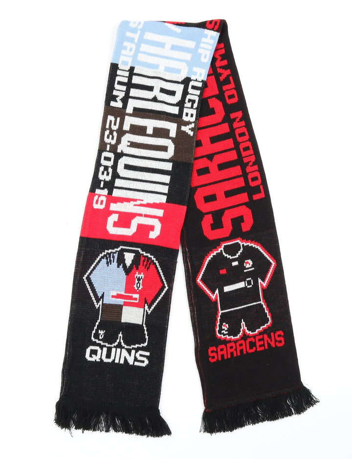 Premiership Rugby Mens Black Striped Scarf One Size