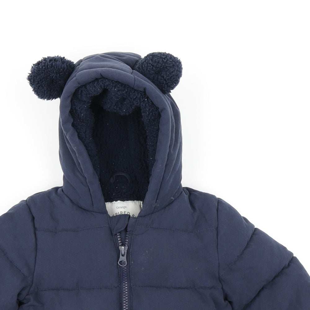 George Boys Black   Parka Coat Size 9-12 Months