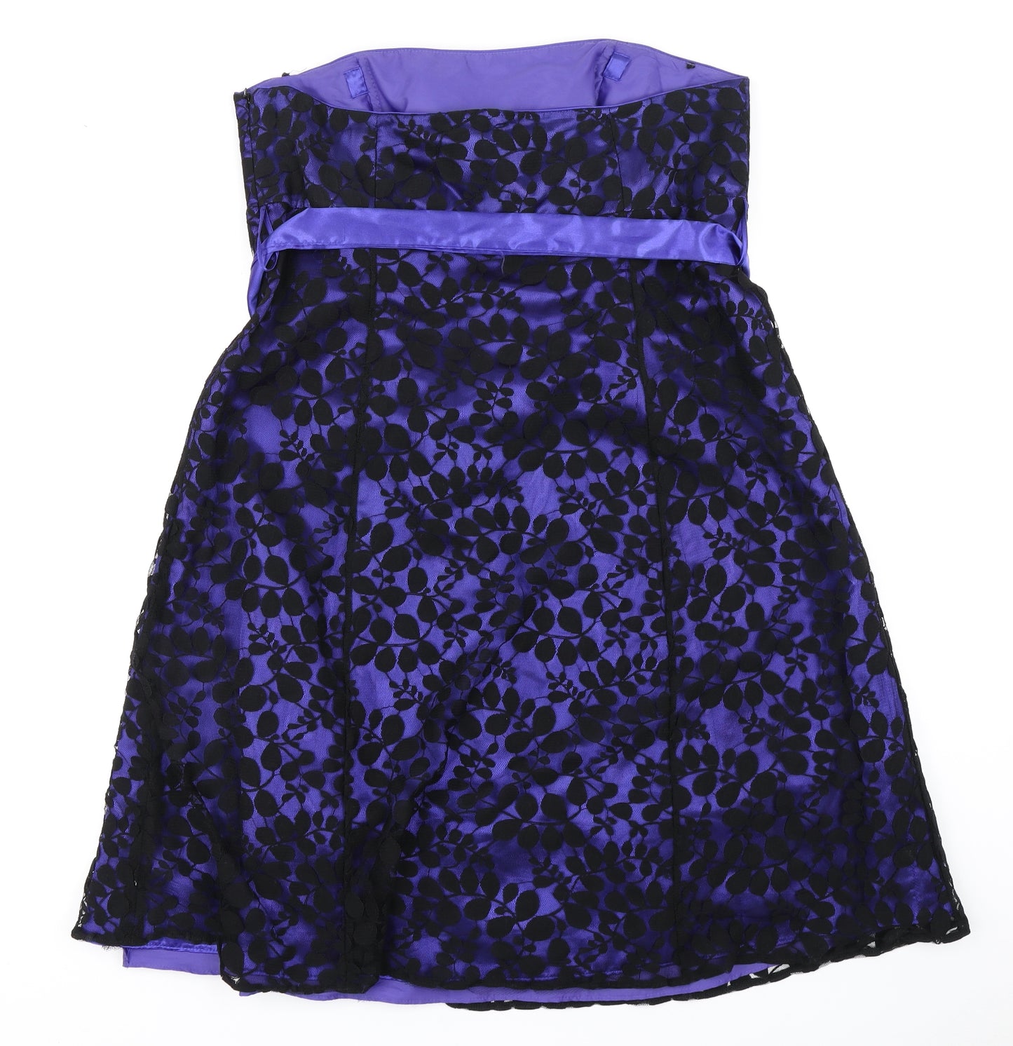 BHS Womens Purple Floral  Fit & Flare  Size 18  - Lace overlay