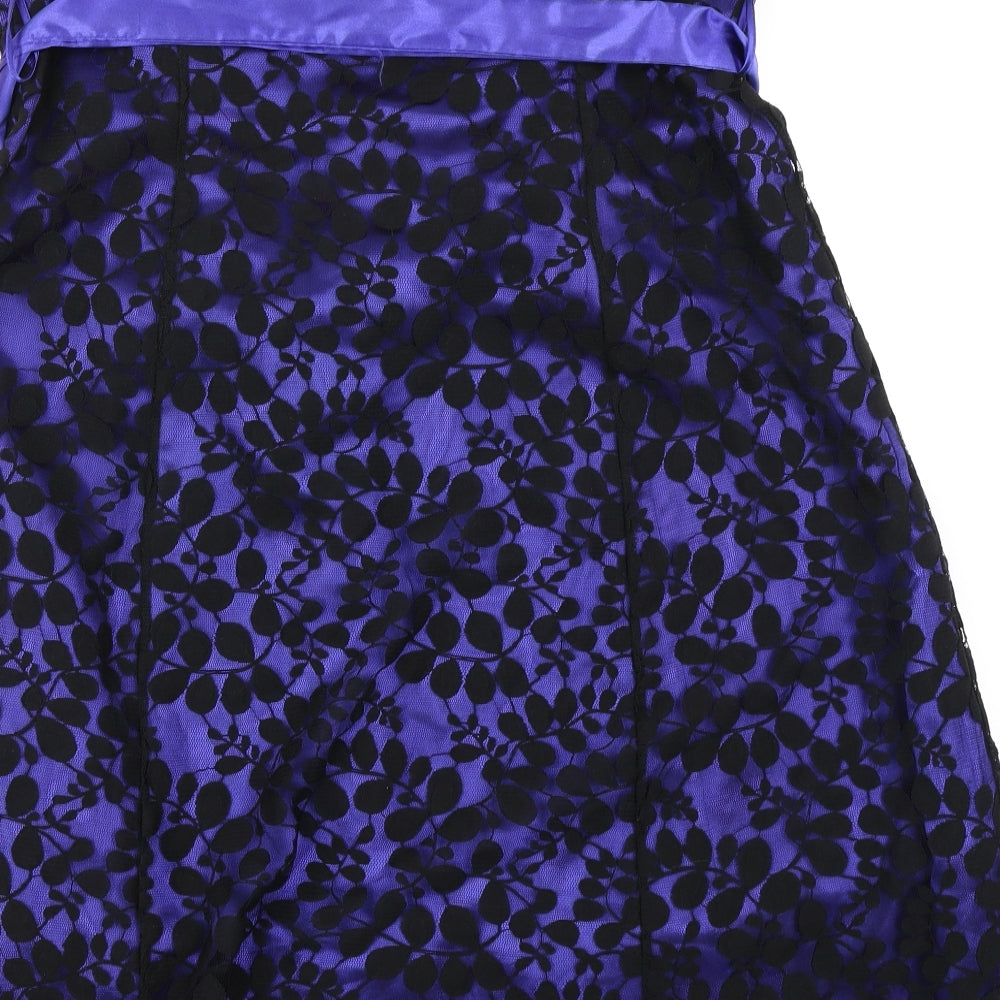 BHS Womens Purple Floral  Fit & Flare  Size 18  - Lace overlay