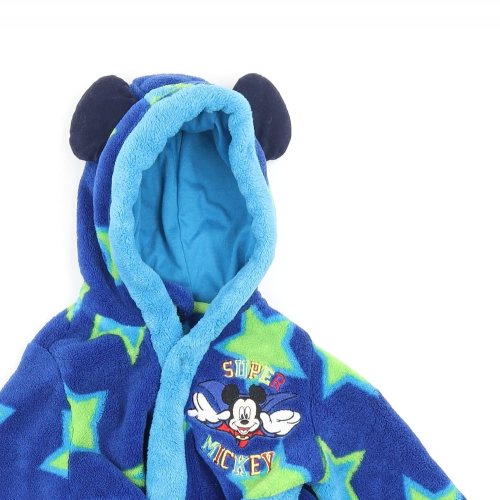Disney Boys Blue Spotted  Kimono Robe Size 3-6 Months  - Mickey Mouse