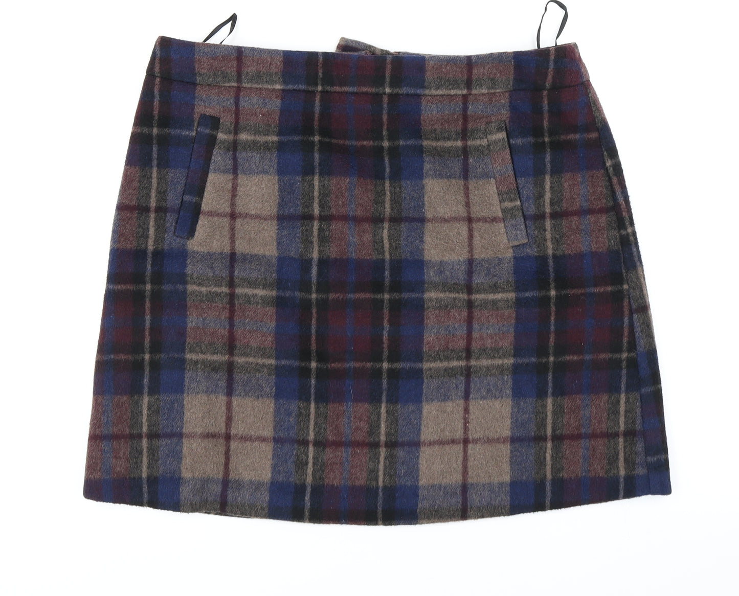 F&F Womens Blue Plaid  A-Line Skirt Size 14
