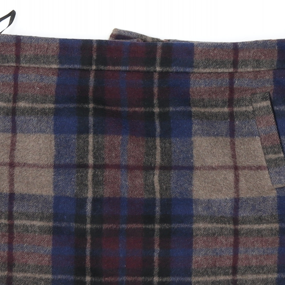 F&F Womens Blue Plaid  A-Line Skirt Size 14