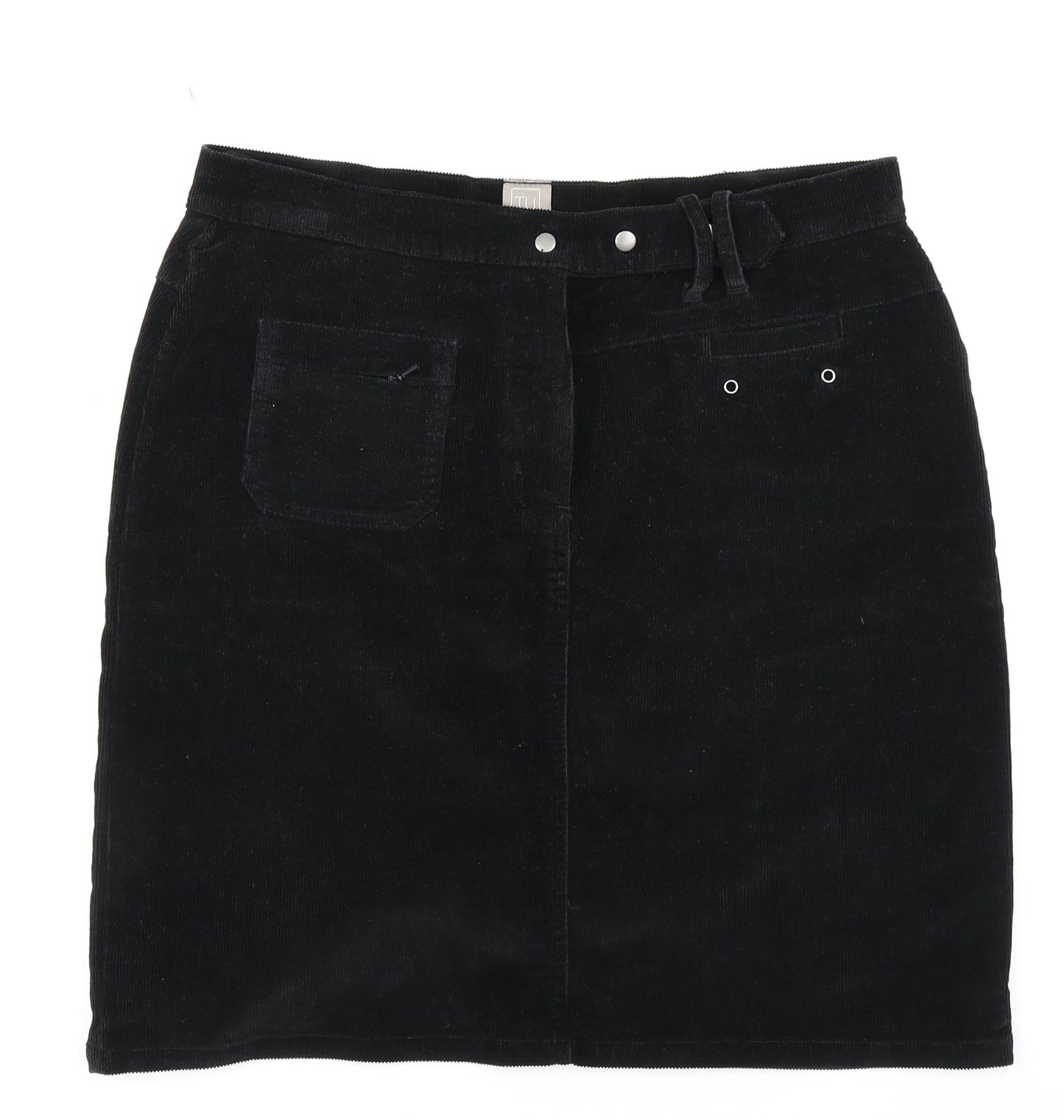 TU Womens Black  Corduroy A-Line Skirt Size 14