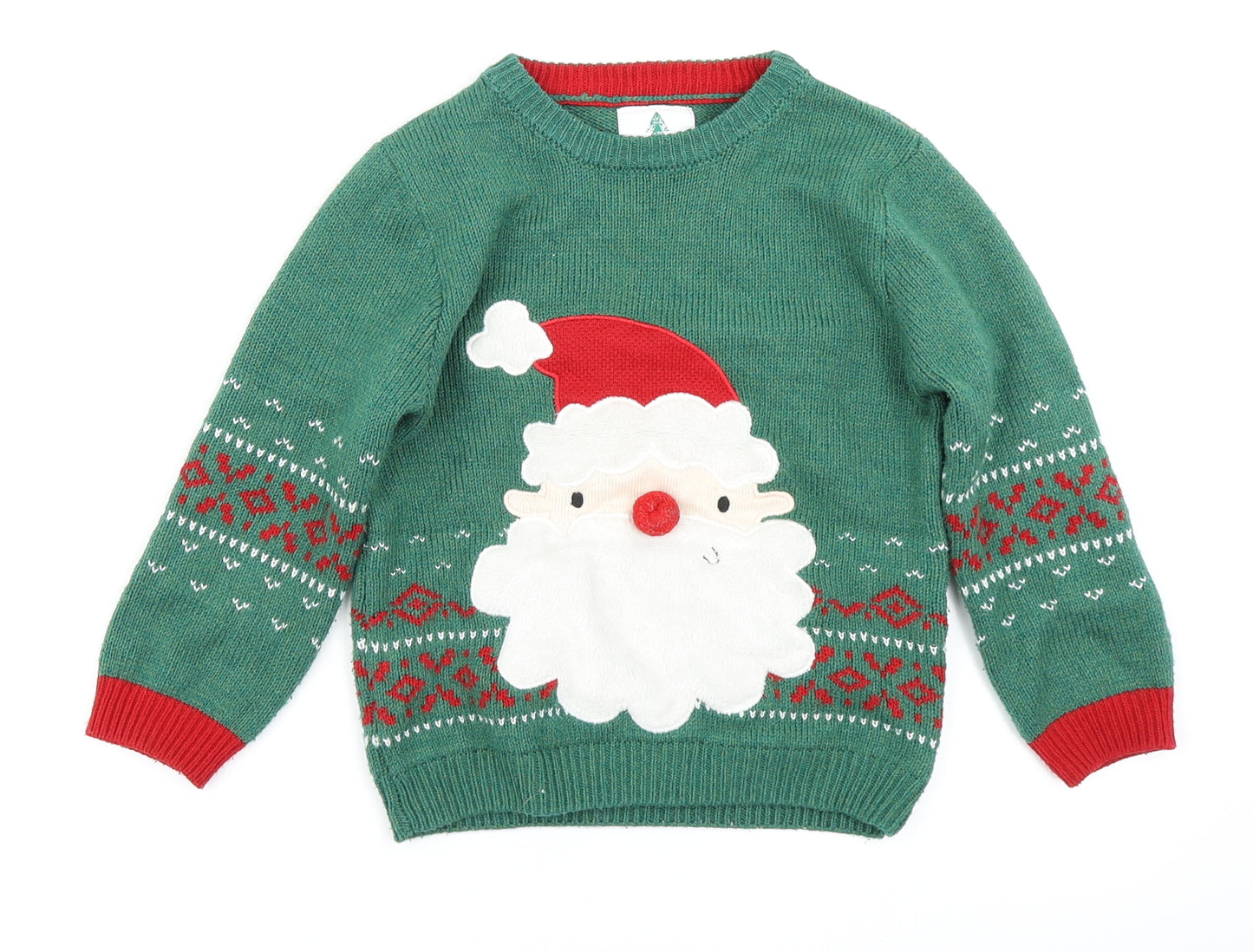 George Boys Green  Knit Pullover Jumper Size 4-5 Years  - Christmas jumper