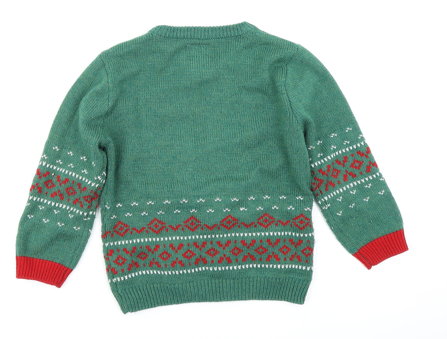 George Boys Green  Knit Pullover Jumper Size 4-5 Years  - Christmas jumper