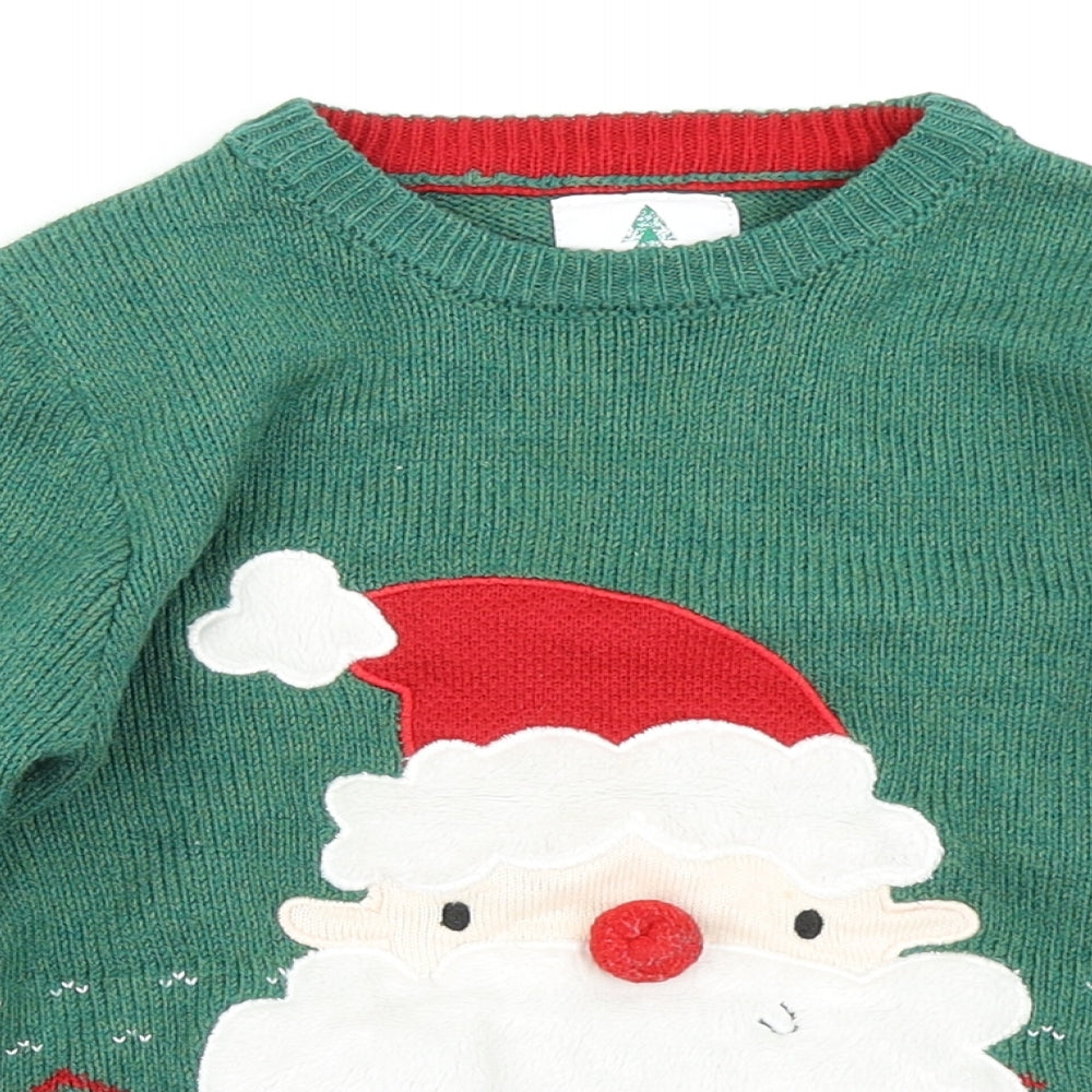 George Boys Green  Knit Pullover Jumper Size 4-5 Years  - Christmas jumper