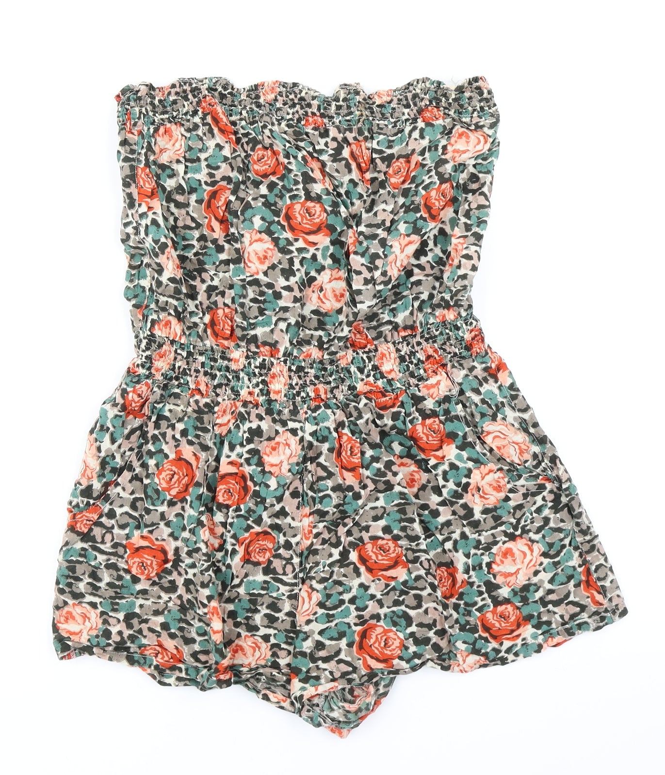 ocean Club Womens Brown Floral  Romper One-Piece Size 10