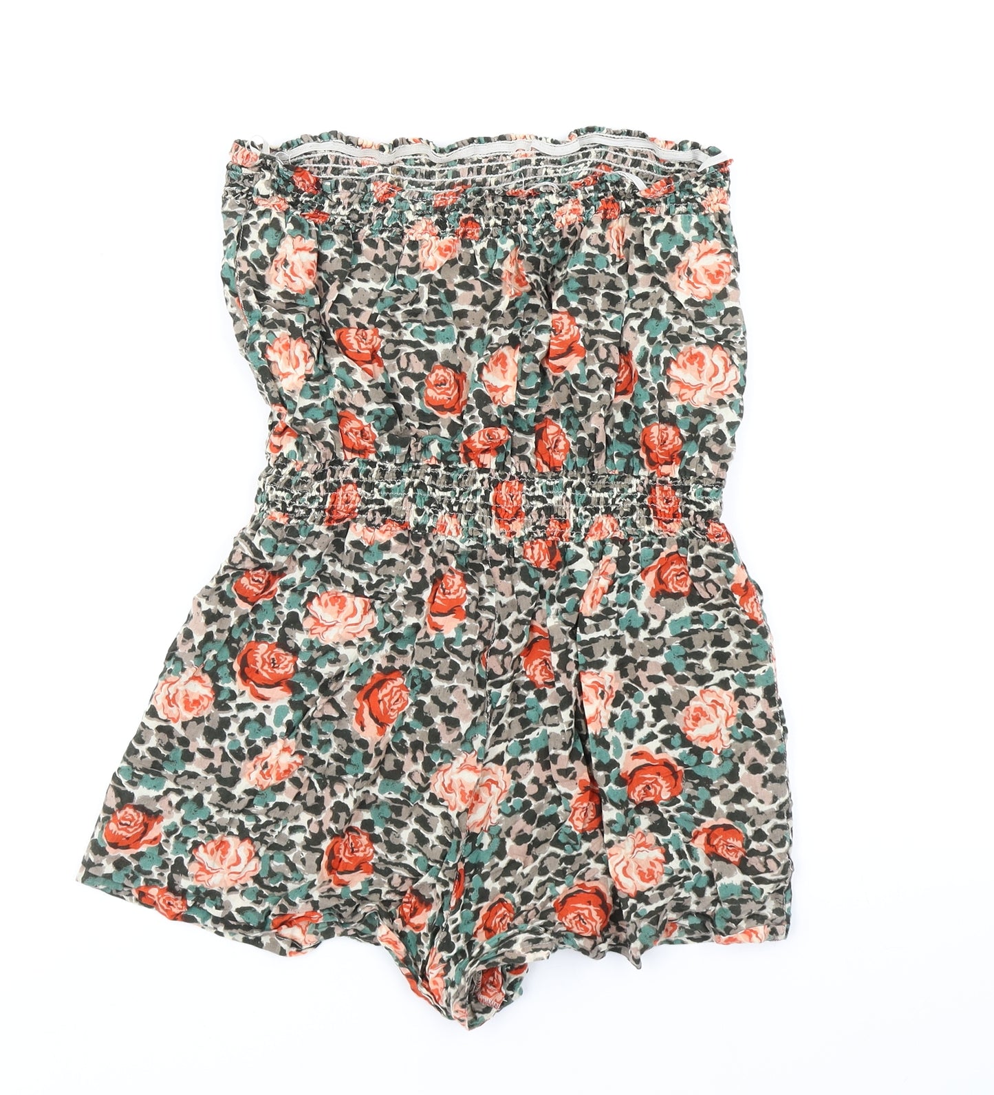 ocean Club Womens Brown Floral  Romper One-Piece Size 10