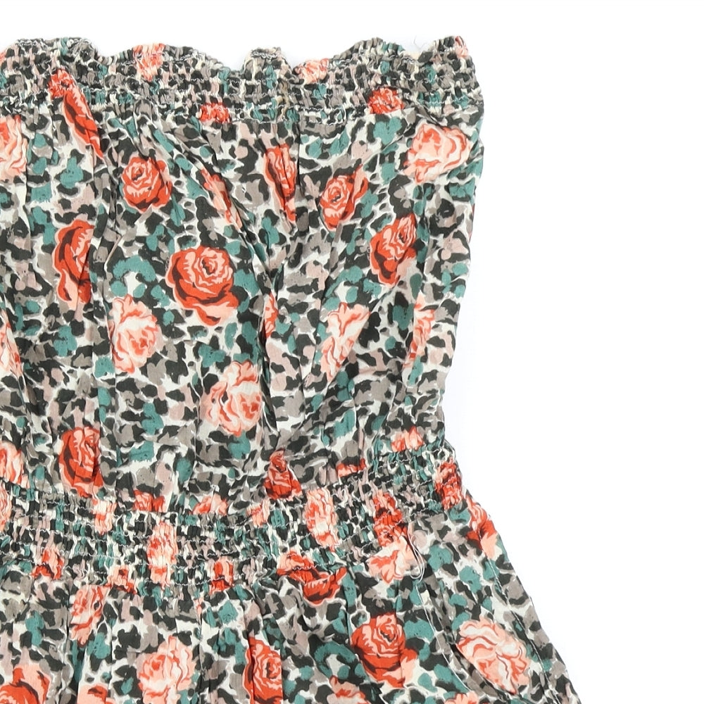 ocean Club Womens Brown Floral  Romper One-Piece Size 10