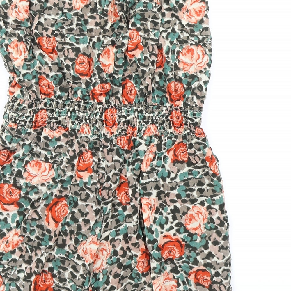 ocean Club Womens Brown Floral  Romper One-Piece Size 10