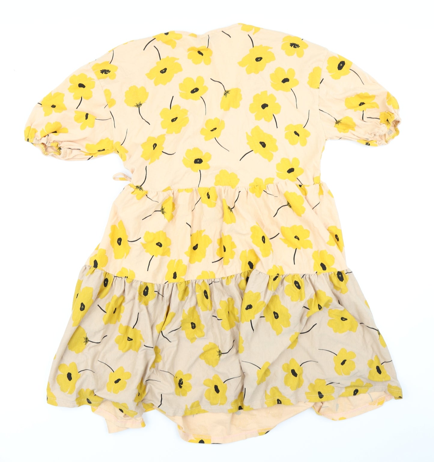 ASOS Womens Yellow Floral  Wrap Dress  Size 12