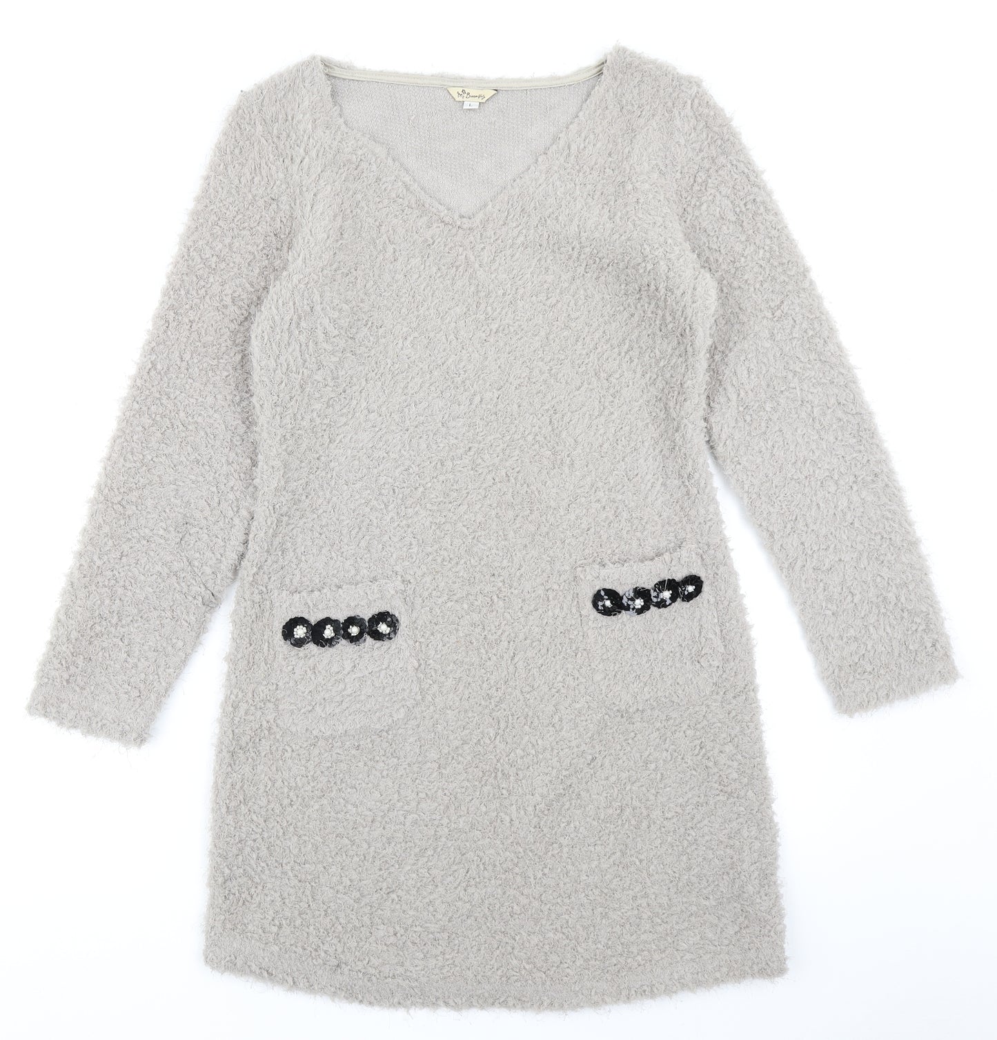 M Buaberfly Womens Grey   A-Line  Size L