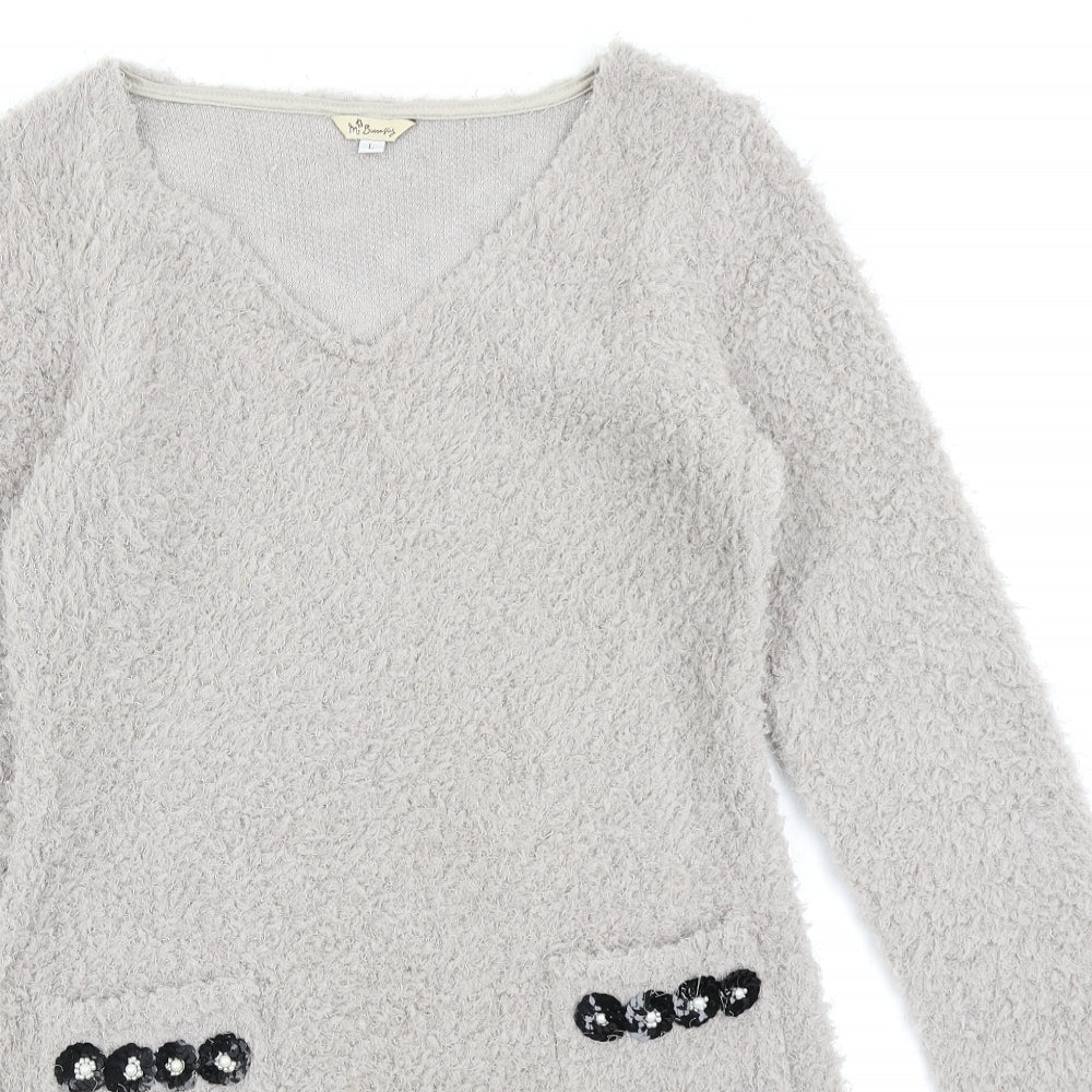 M Buaberfly Womens Grey   A-Line  Size L