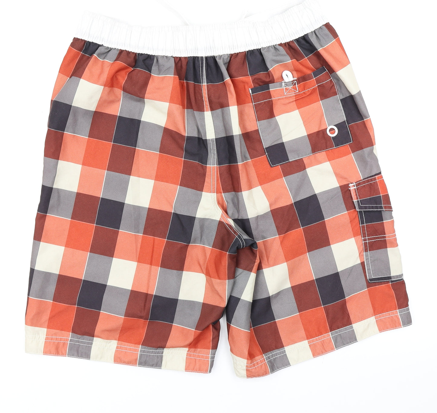 George Mens Orange Check  Athletic Shorts Size M