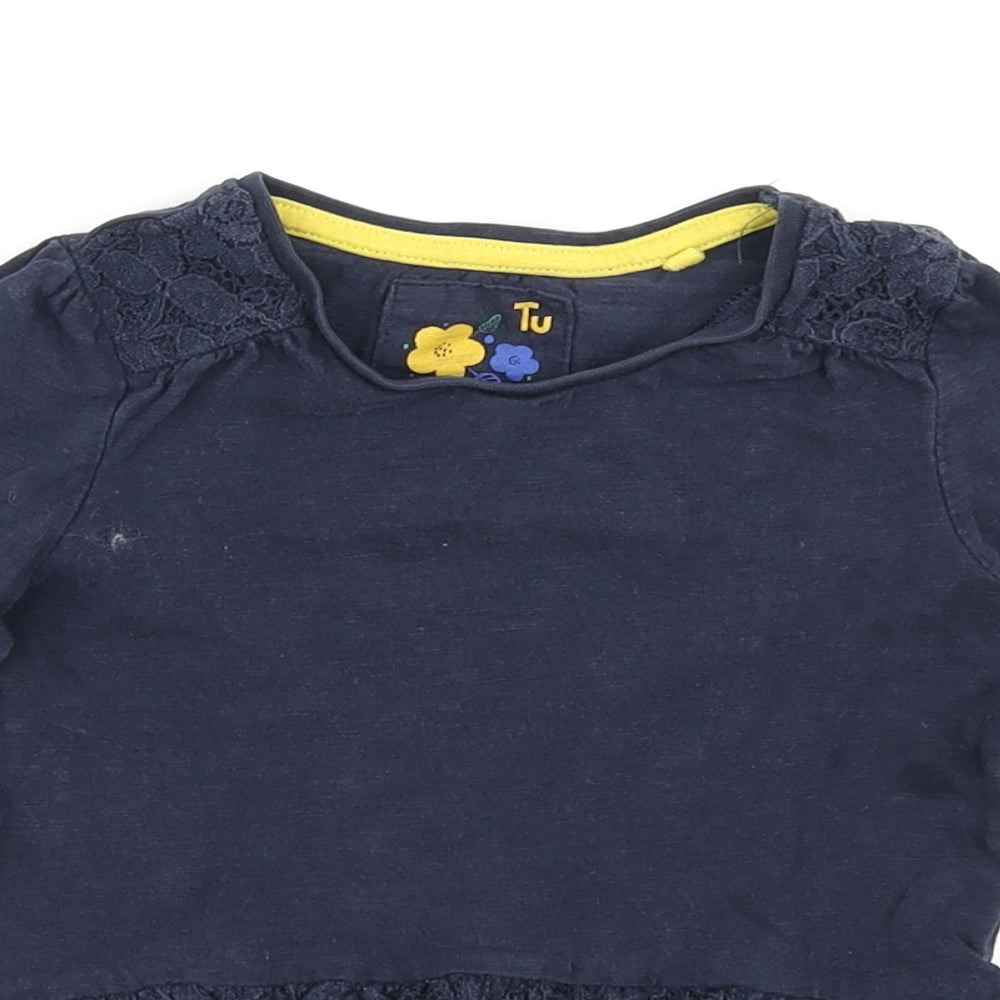 TU Girls Blue   Basic T-Shirt Size 2-3 Years  - Peplum
