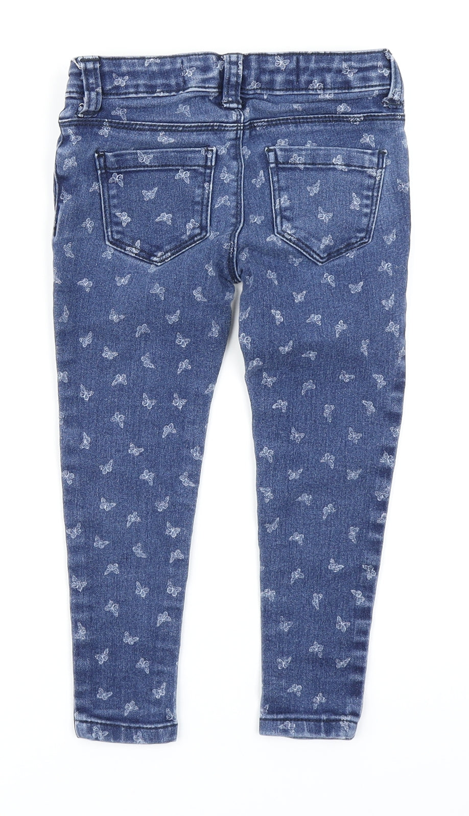 Denim CO Girls Blue  Denim Skinny Jeans Size 3-4 Years - Butterfly print
